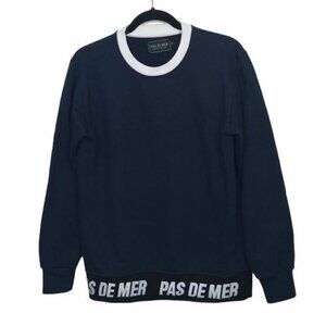 Pas De Mer Blue Sweatshirt Sweater with Logo Hem Small